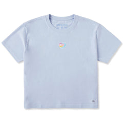 Women's Embroidered Ocean Heart Short Sleeve Crusher Boxy Tee