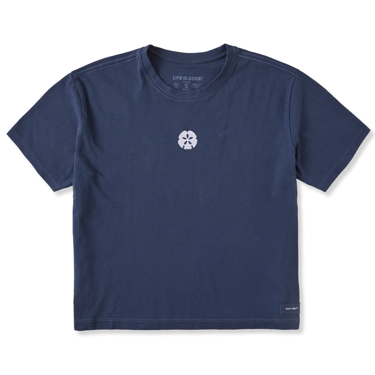 Women's Embroidered Sand Dollar Short Sleeve Crusher Boxy Tee