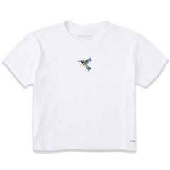 Women's Embroidered Hummingbird Short Sleeve Crusher Boxy Tee