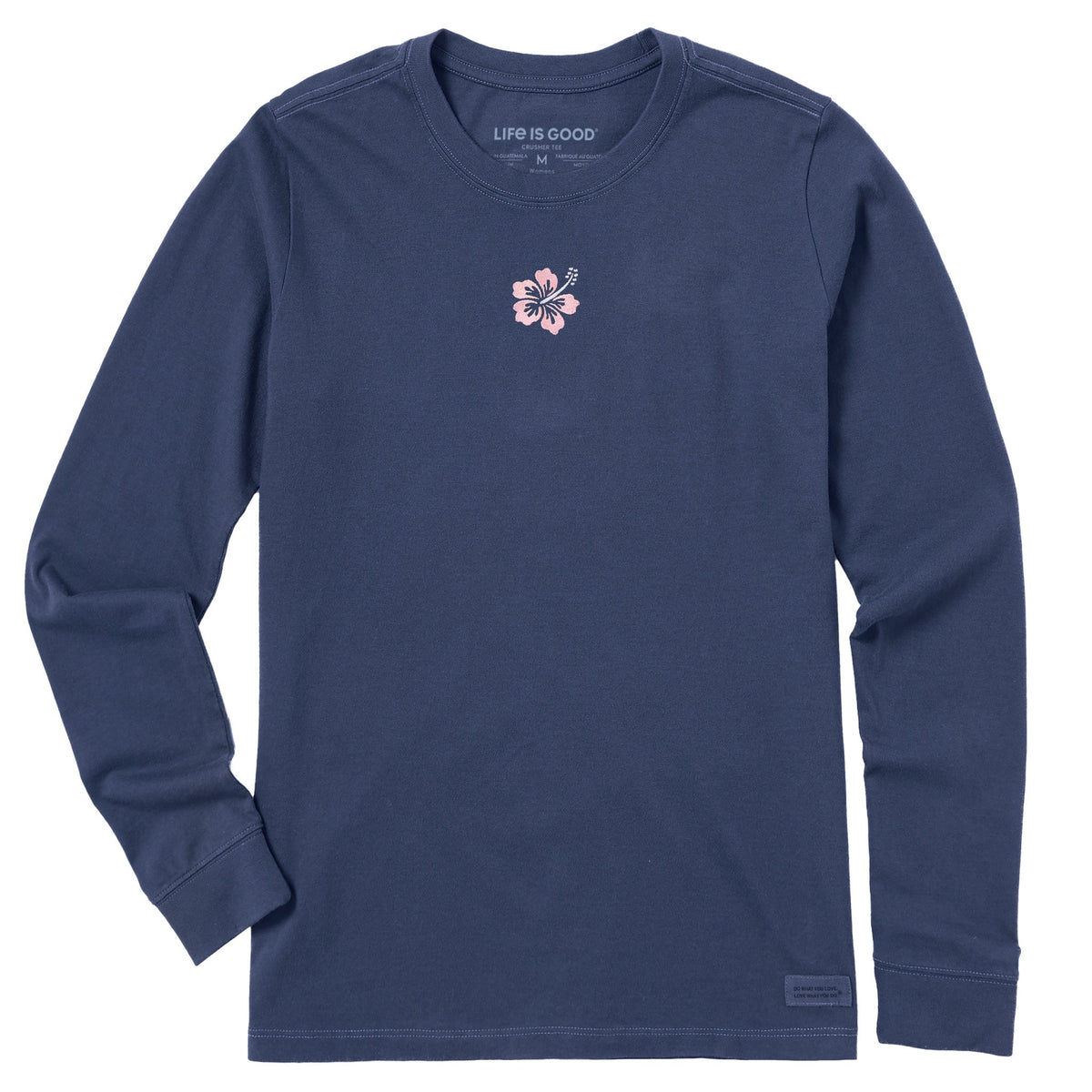 Women's Embroidered Hibiscus Long Sleeve Crusher Tee