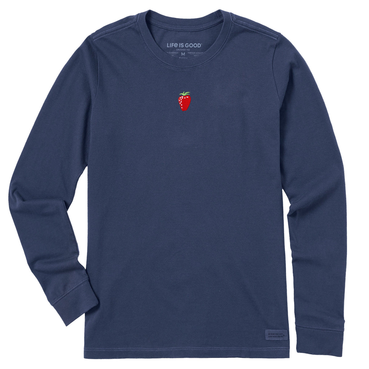Women's Embroidered Strawberry Long Sleeve Crusher Tee