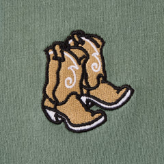 Women's Embroidered Cowboy Boots Long Sleeve Crusher Boxy Tee
