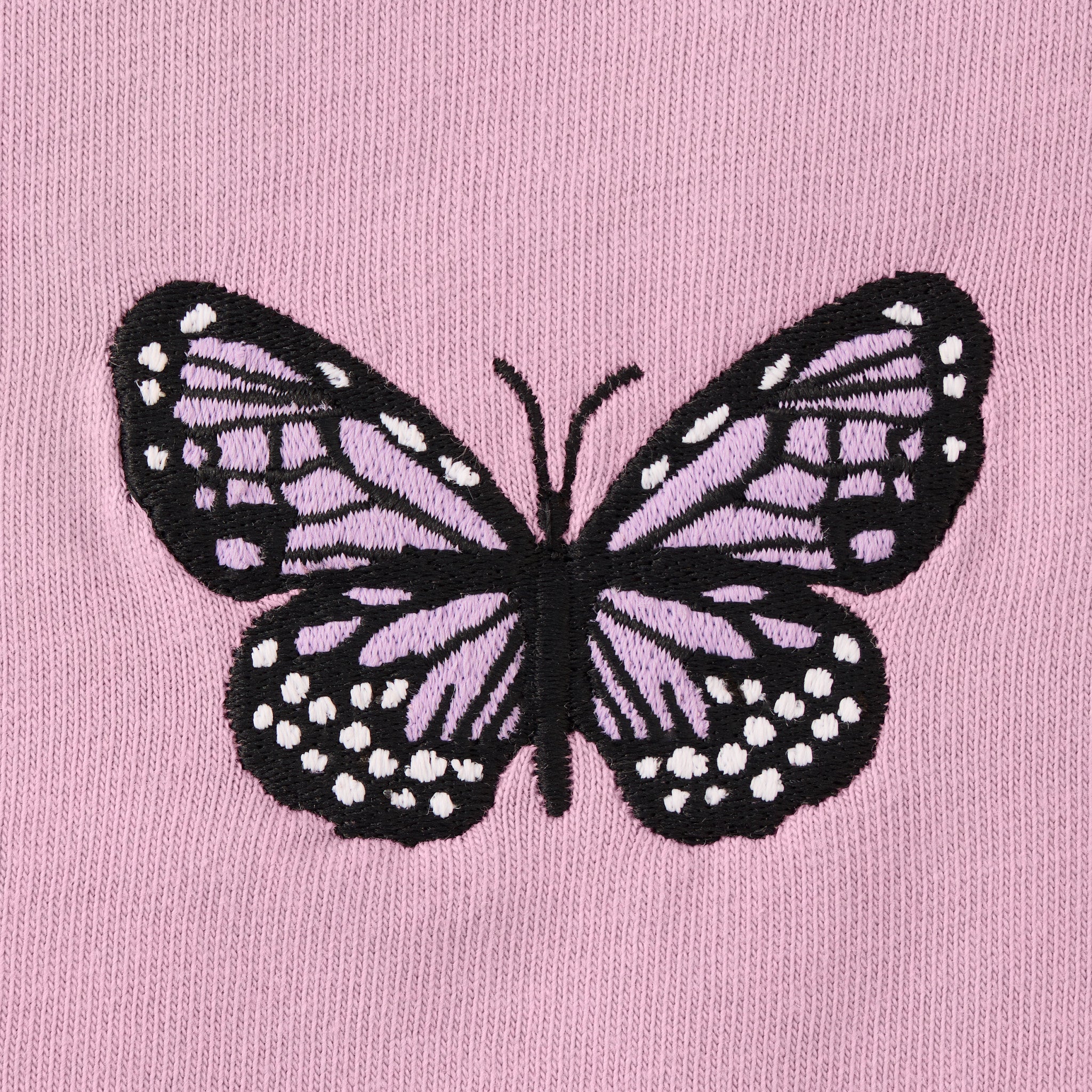 Women's Embroidered Butterfly Short Sleeve Crusher Vee