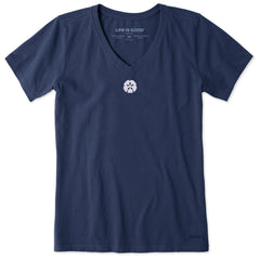 Women's Embroidered Sand Dollar Short Sleeve Crusher Vee