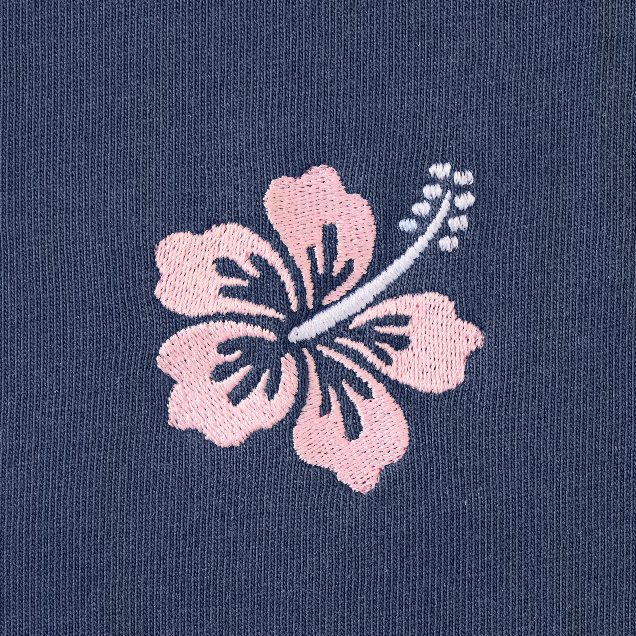 Women's Embroidered Hibiscus Short Sleeve Crusher Vee