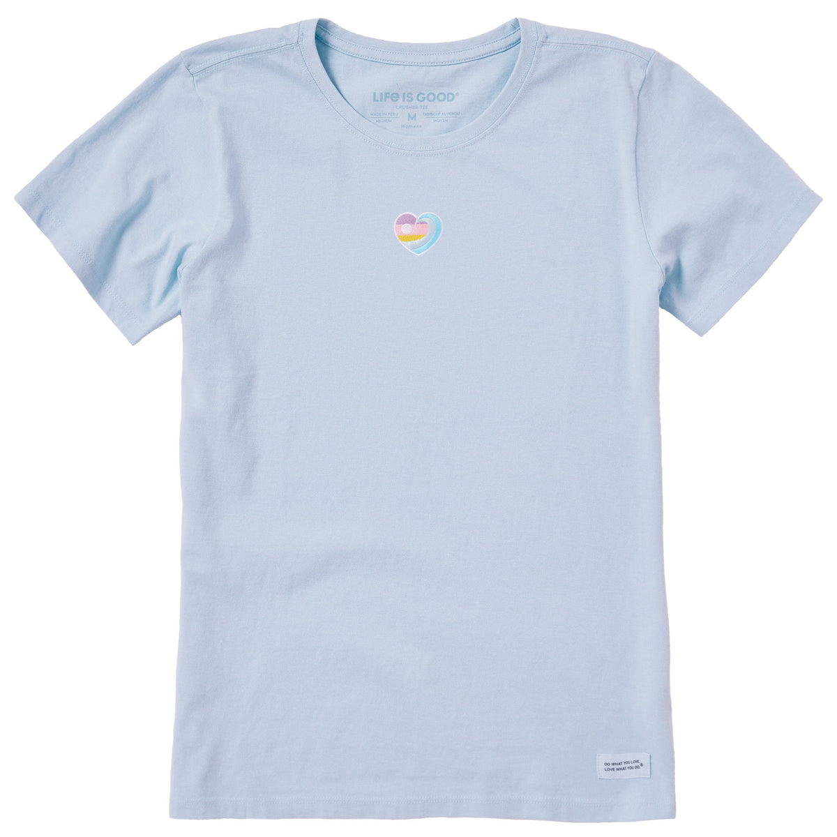 Women's Embroidered Ocean Heart Short Sleeve Crusher Tee