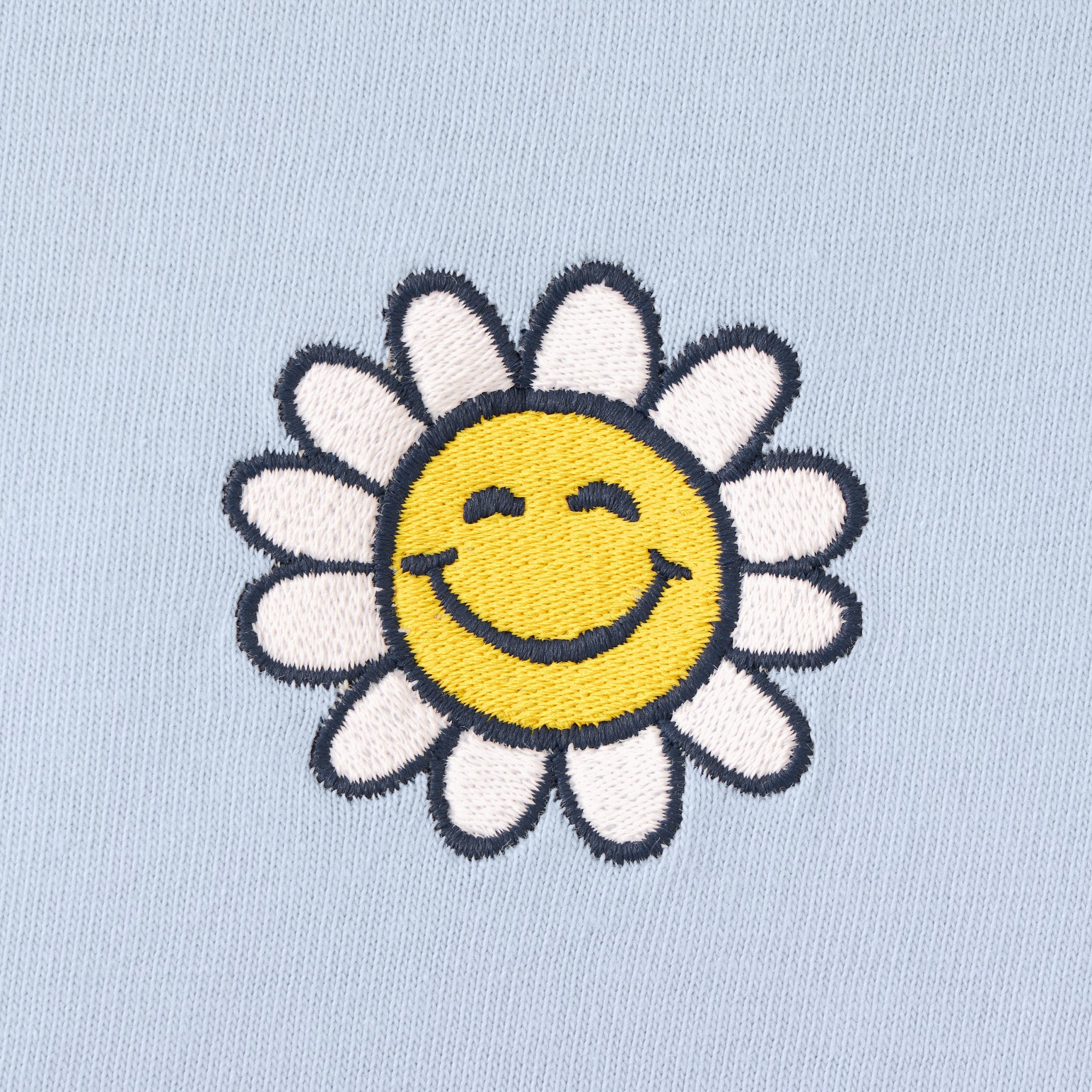 Women's Embroidered Smile Daisy Short Sleeve Crusher Tee
