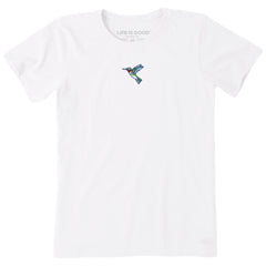 Women's Embroidered Hummingbird Short Sleeve Crusher Tee
