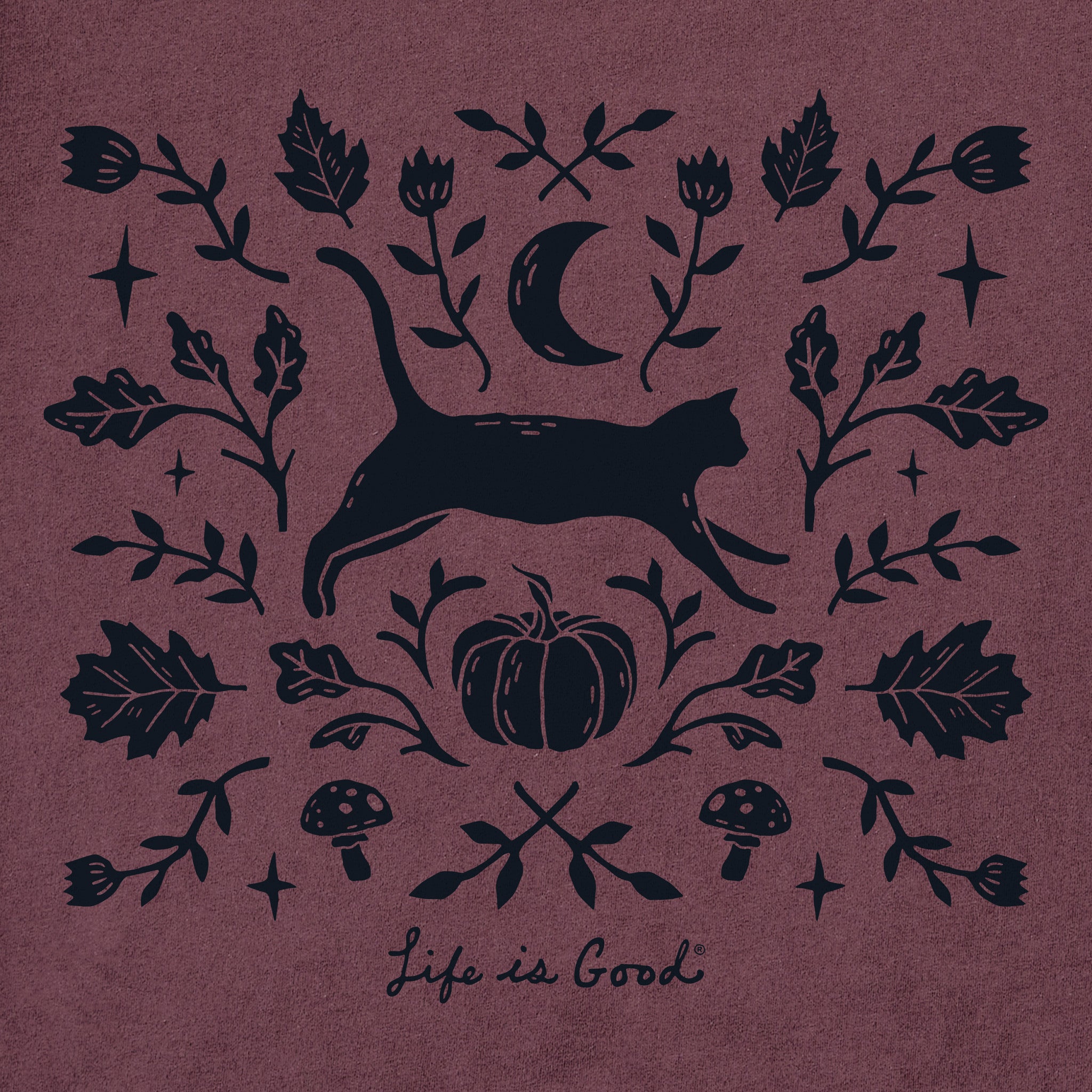 Women's Fall Foliage Cat Short Sleeve Crusher Tee