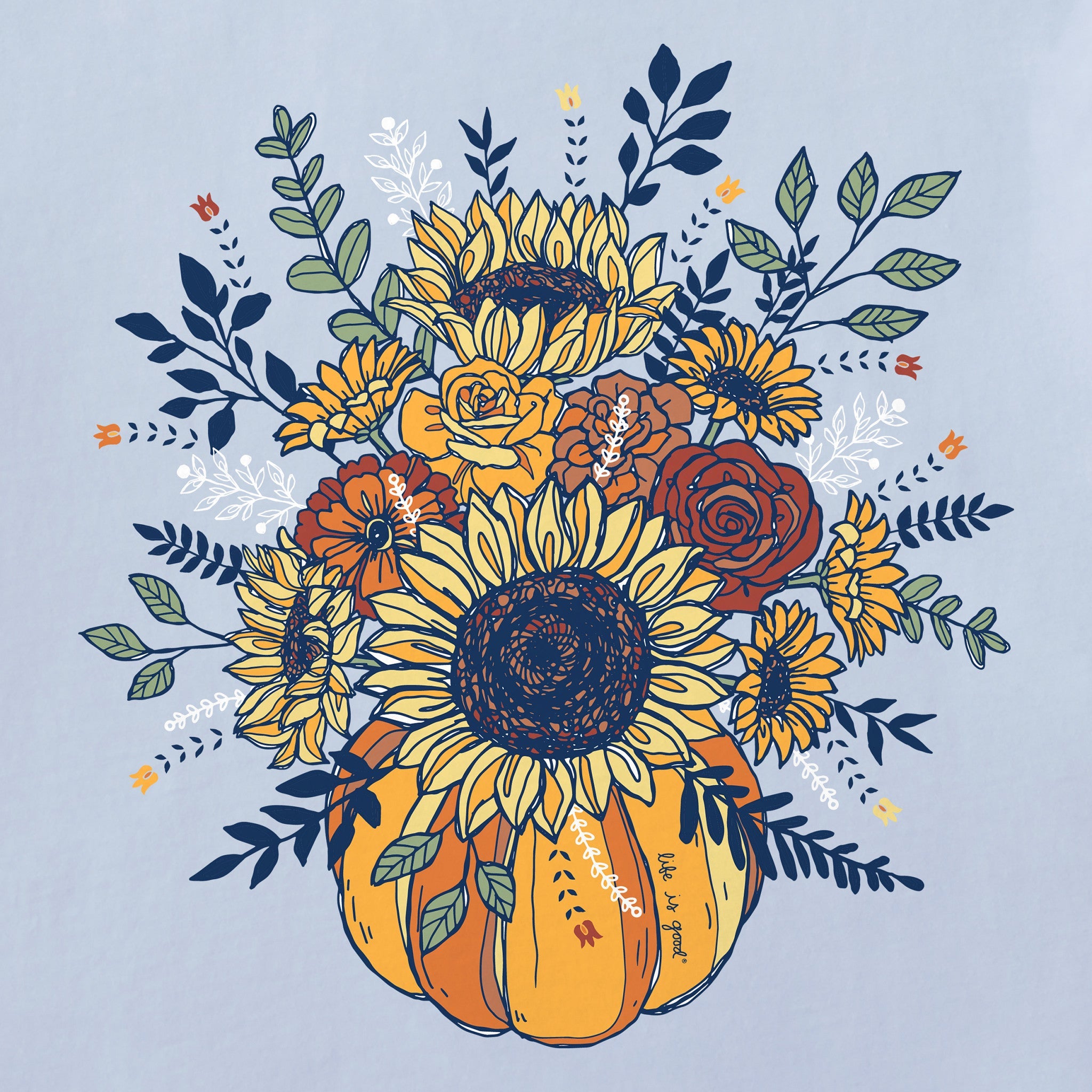 Women's Fall Pumpkin Flowers Short Sleeve Crusher Tee
