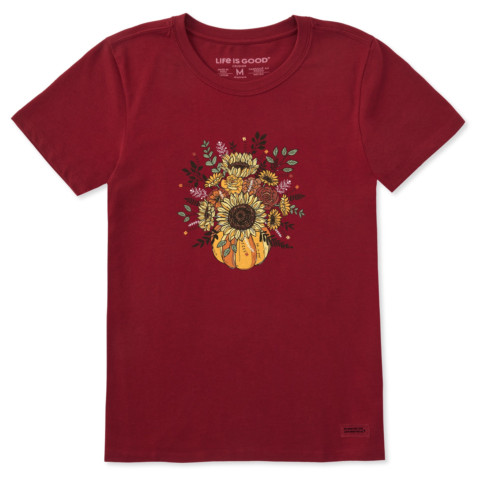 Women's Fall Pumpkin Flowers Short Sleeve Crusher Tee