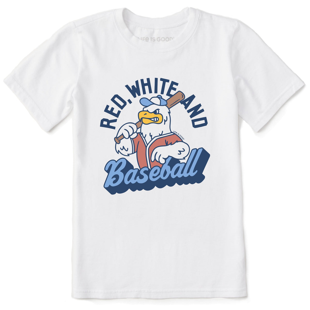 Kids Red White and Baseball Eagle Short Sleeve Crusher Tee