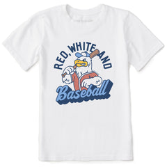 Kids Red White and Baseball Eagle Short Sleeve Crusher Tee