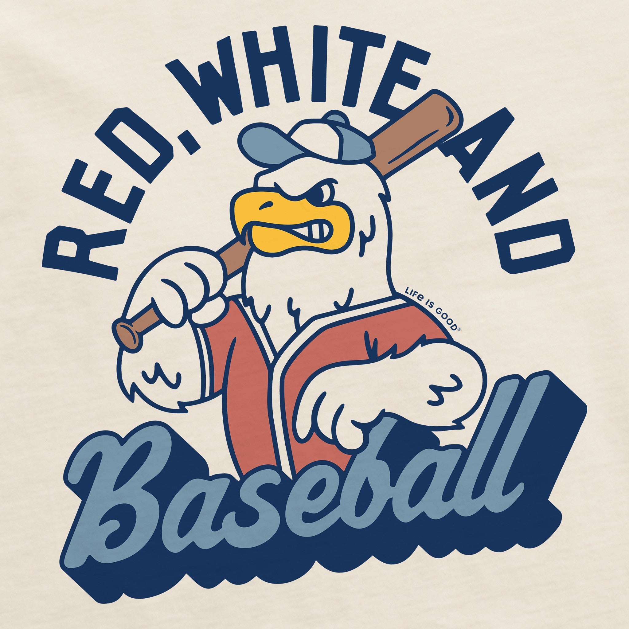 Men's Red White and Baseball Eagle Short Sleeve Crusher Tee