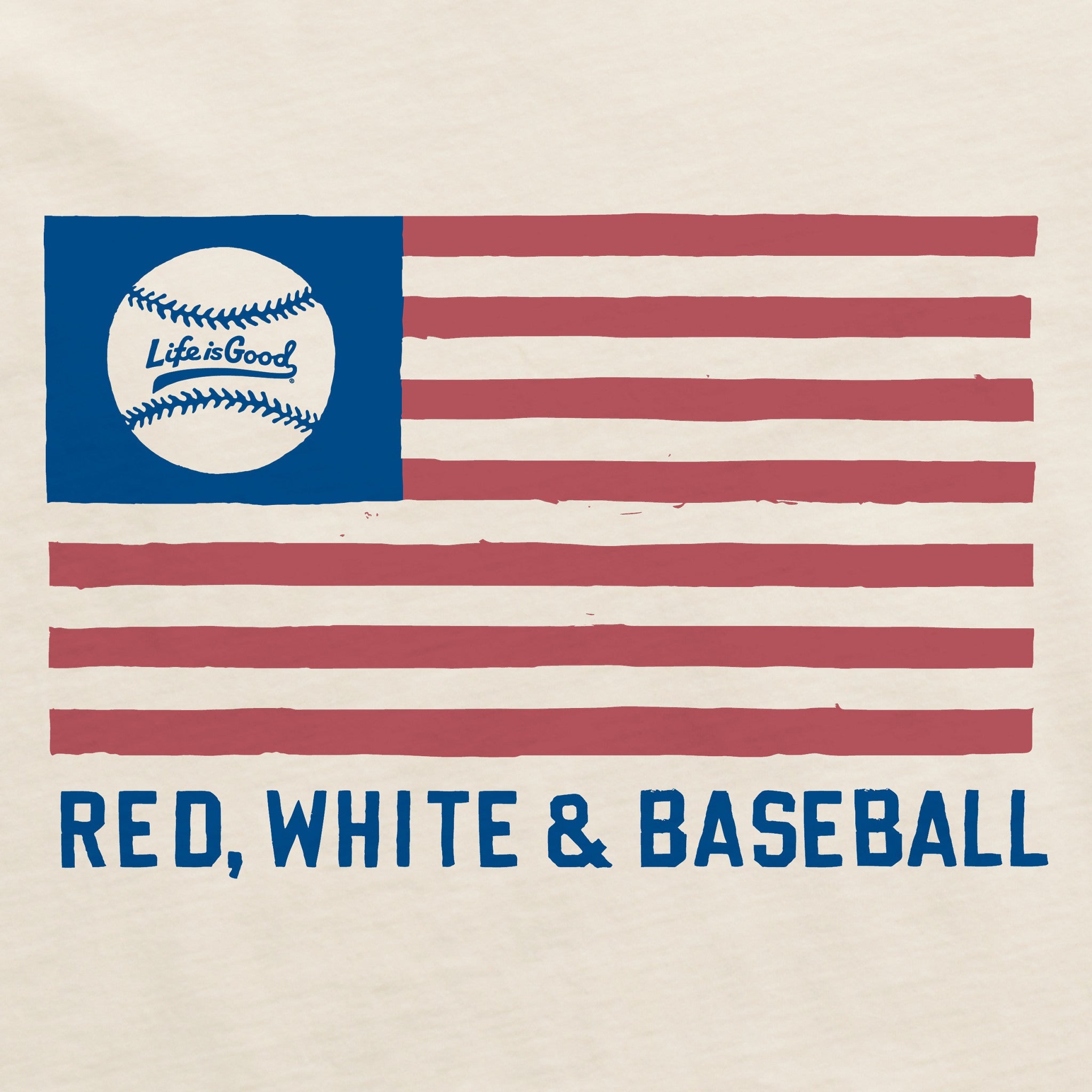 Men's Red White and Baseball Flag Short Sleeve Tee