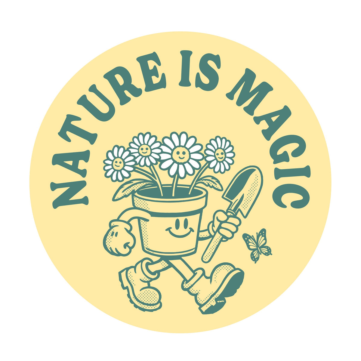 Nature is Magic Flowerpot 4" Circle Sticker