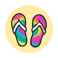 Tie Dye Flip Flops 4" Circle Sticker