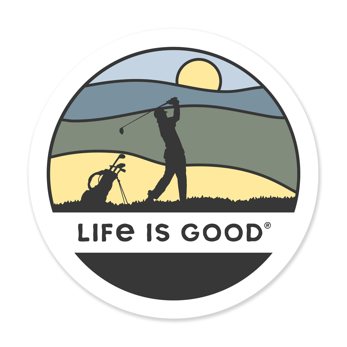 Golf Sunset 4" Circle Sticker