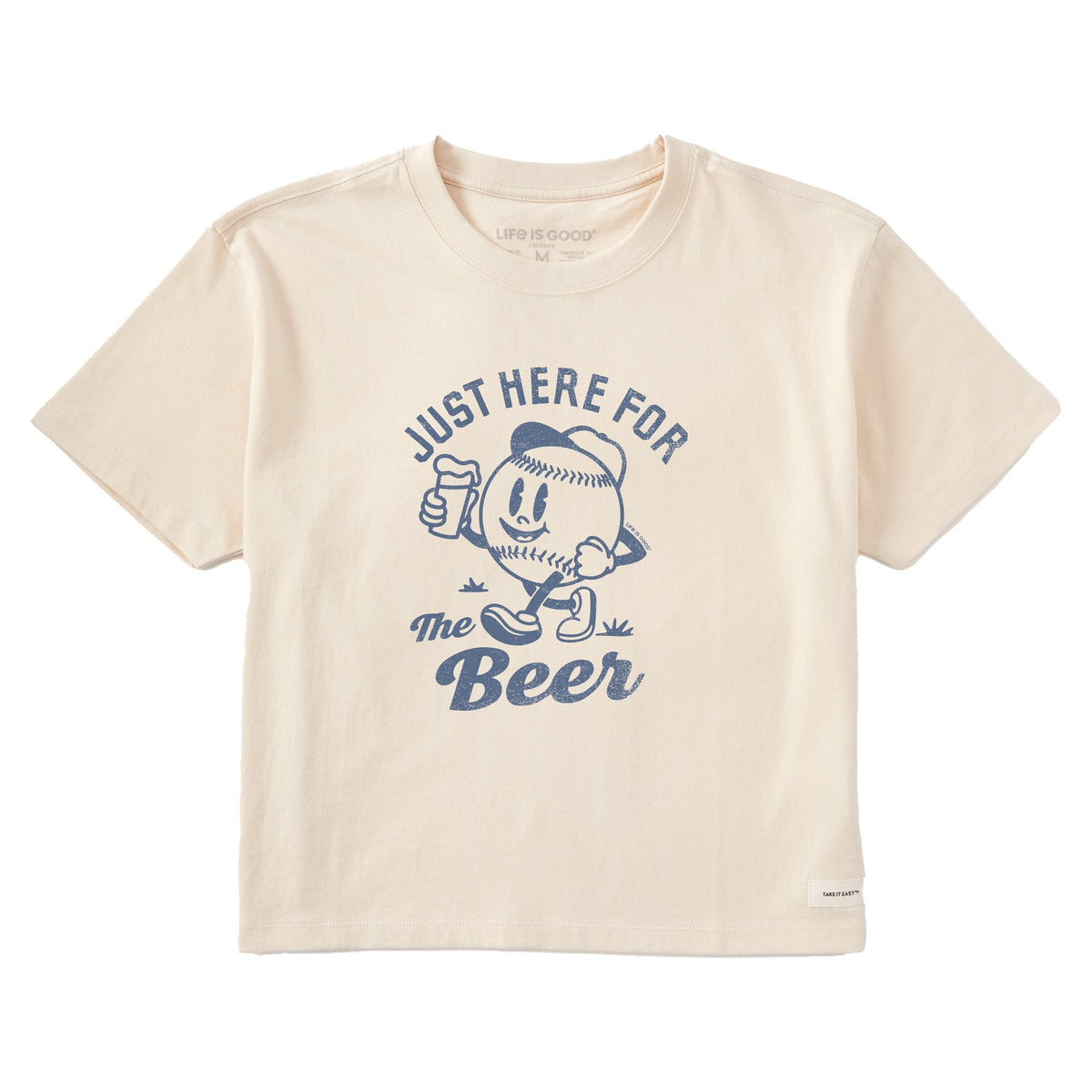 Women's Just Here for the Beer Baseball Short Sleeve Crusher Boxy Tee