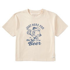 Women's Just Here for the Beer Baseball Short Sleeve Crusher Boxy Tee
