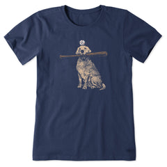 Women's Dog with Bat and Ball Short Sleeve Tee