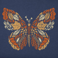 Women's Autumn Butterfly Short Sleeve Crusher Vee