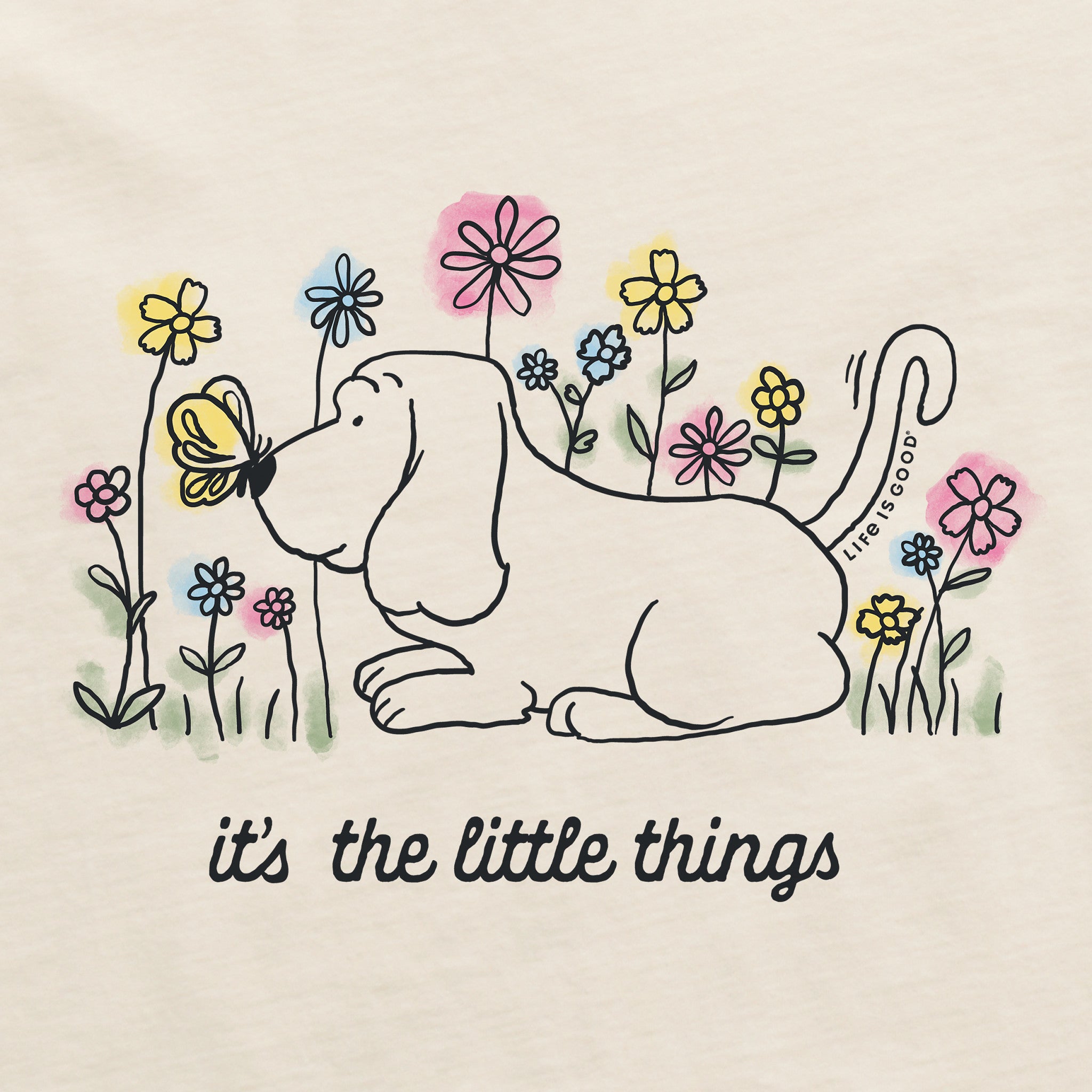 Women's It's the Little Things Butterfly Dog Short Sleeve Crusher Boxy Tee