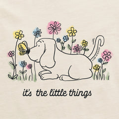 Women's It's the Little Things Butterfly Dog Short Sleeve Crusher Boxy Tee