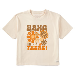 Women's Hang in There Cat Short Sleeve Crusher Boxy Tee