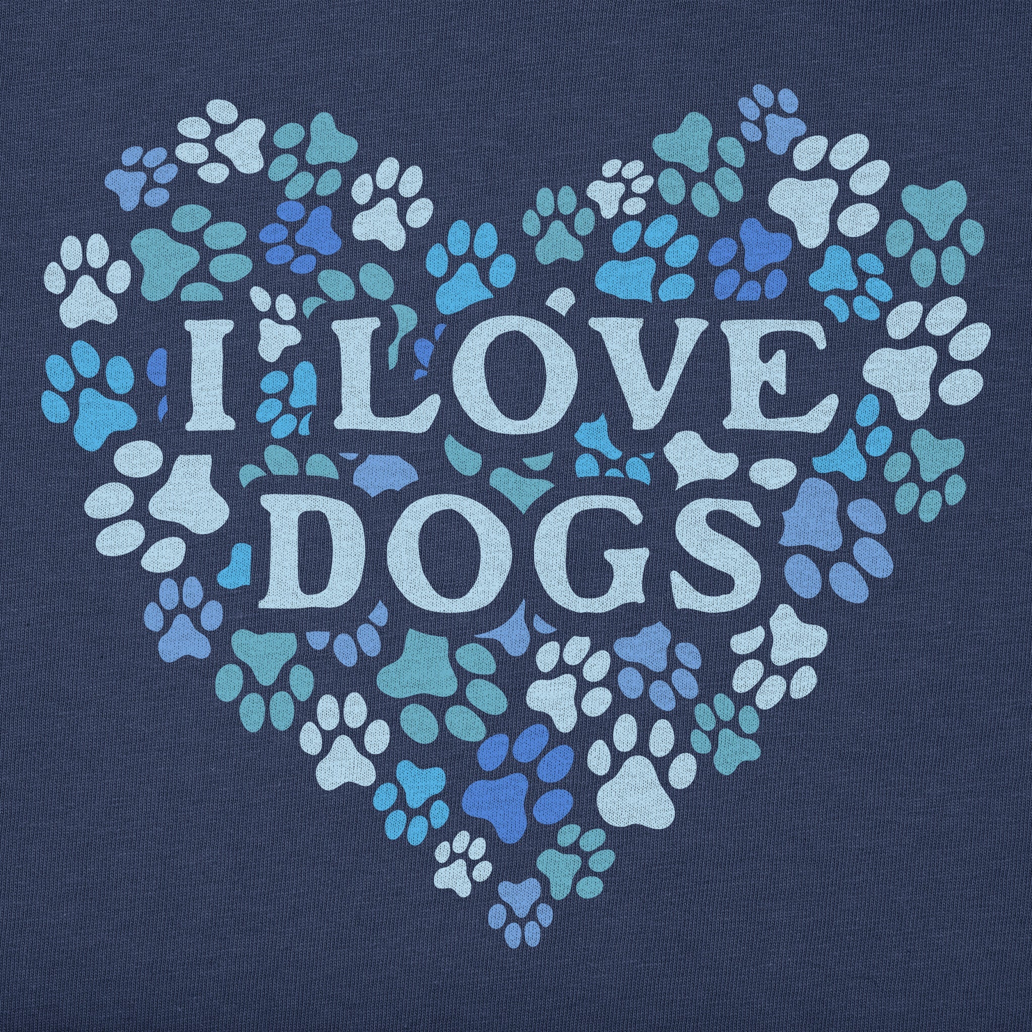 Women's I Love Dogs Paw Prints Short Sleeve Vee