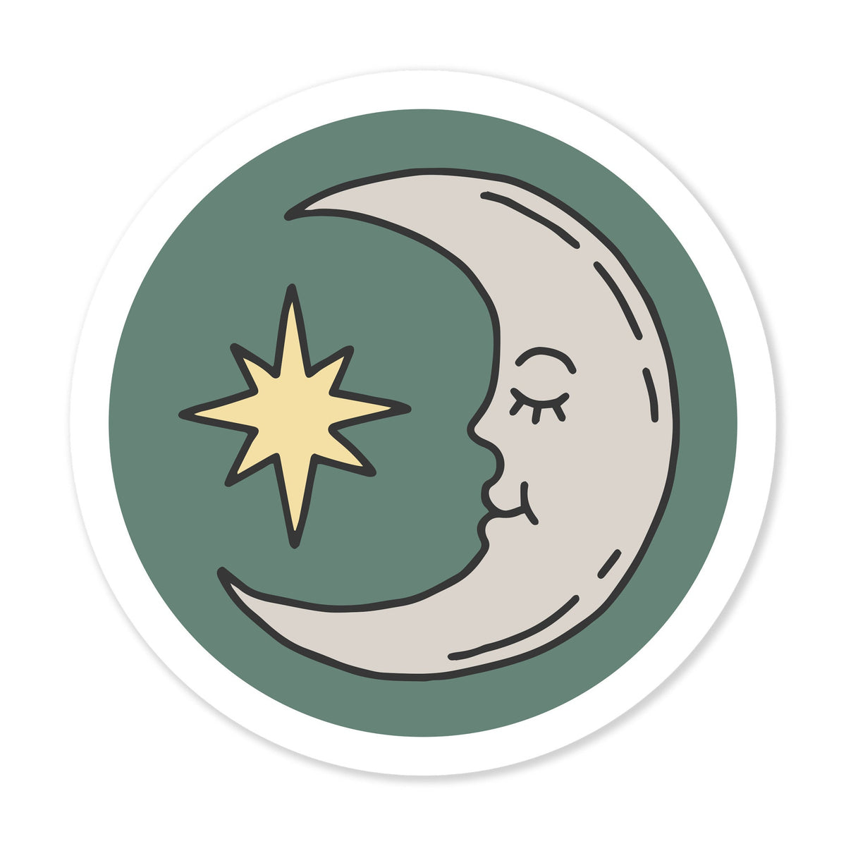 Moon & Star Small Die Cut Sticker