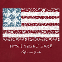 Women's Home Sweet Home Quilted Flag Short Sleeve Crusher Tee
