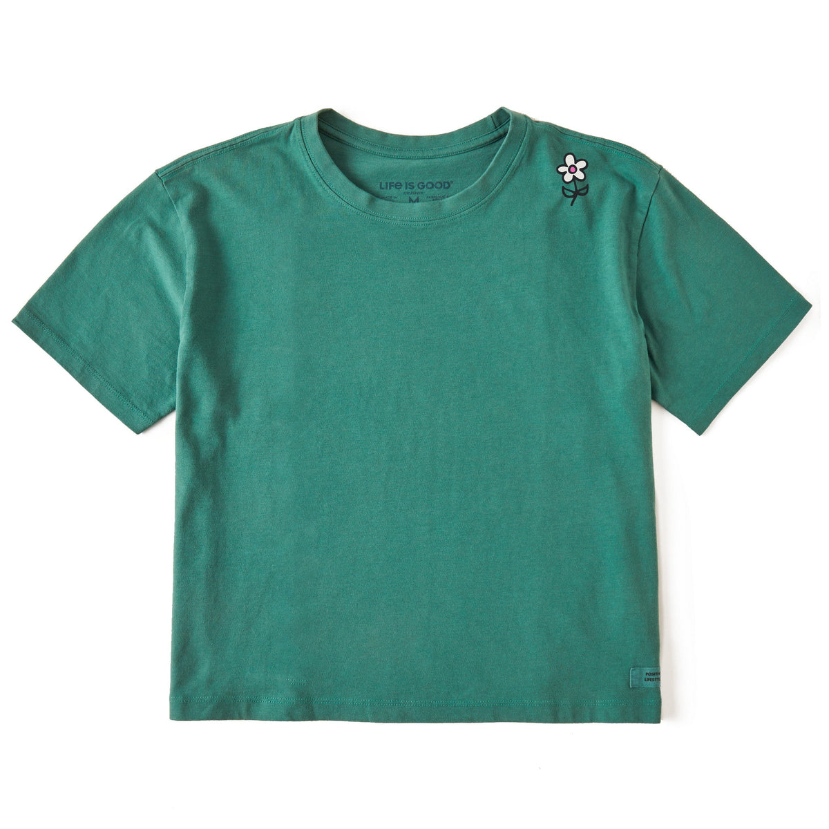 Women's Keep It Simple Little Flower Short Sleeve Crusher Boxy Tee