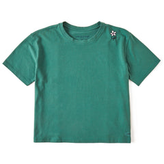 Women's Keep It Simple Little Flower Short Sleeve Crusher Boxy Tee
