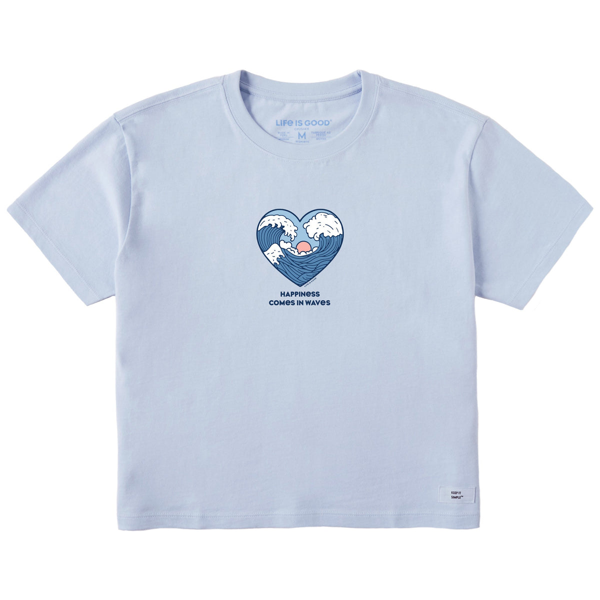 Women's Happiness Comes in Waves Heart Short Sleeve Crusher Boxy Tee