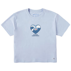 Women's Happiness Comes in Waves Heart Short Sleeve Crusher Boxy Tee
