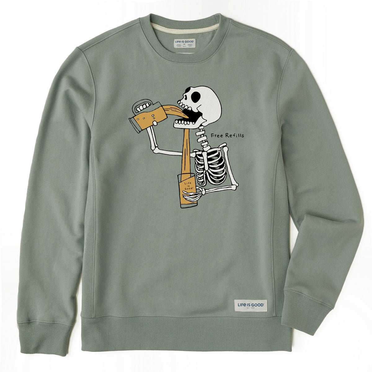Men's Free Refills Skeleton Simply True Fleece Crew