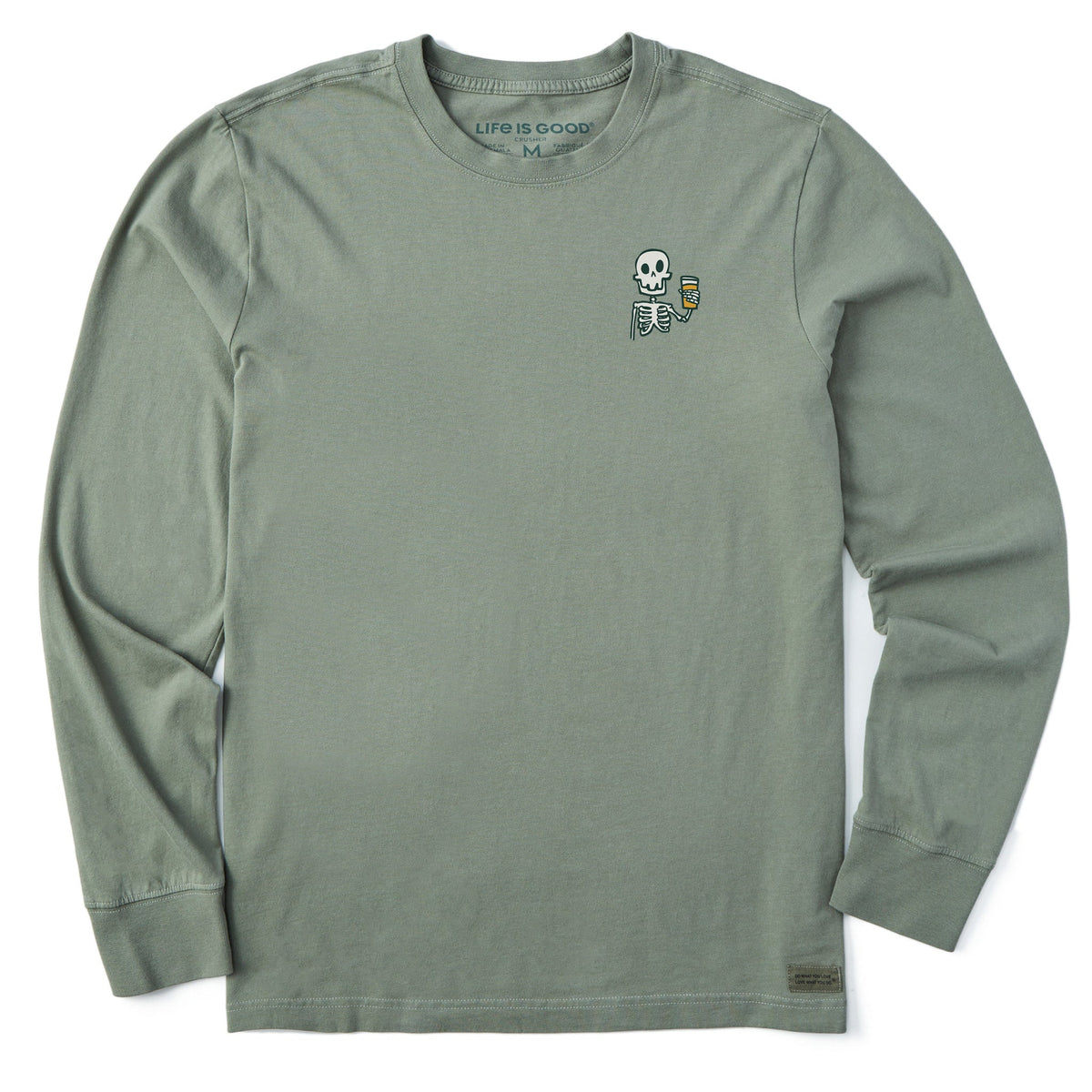 Men's Skeleton w Beer Long Sleeve Crusher Tee