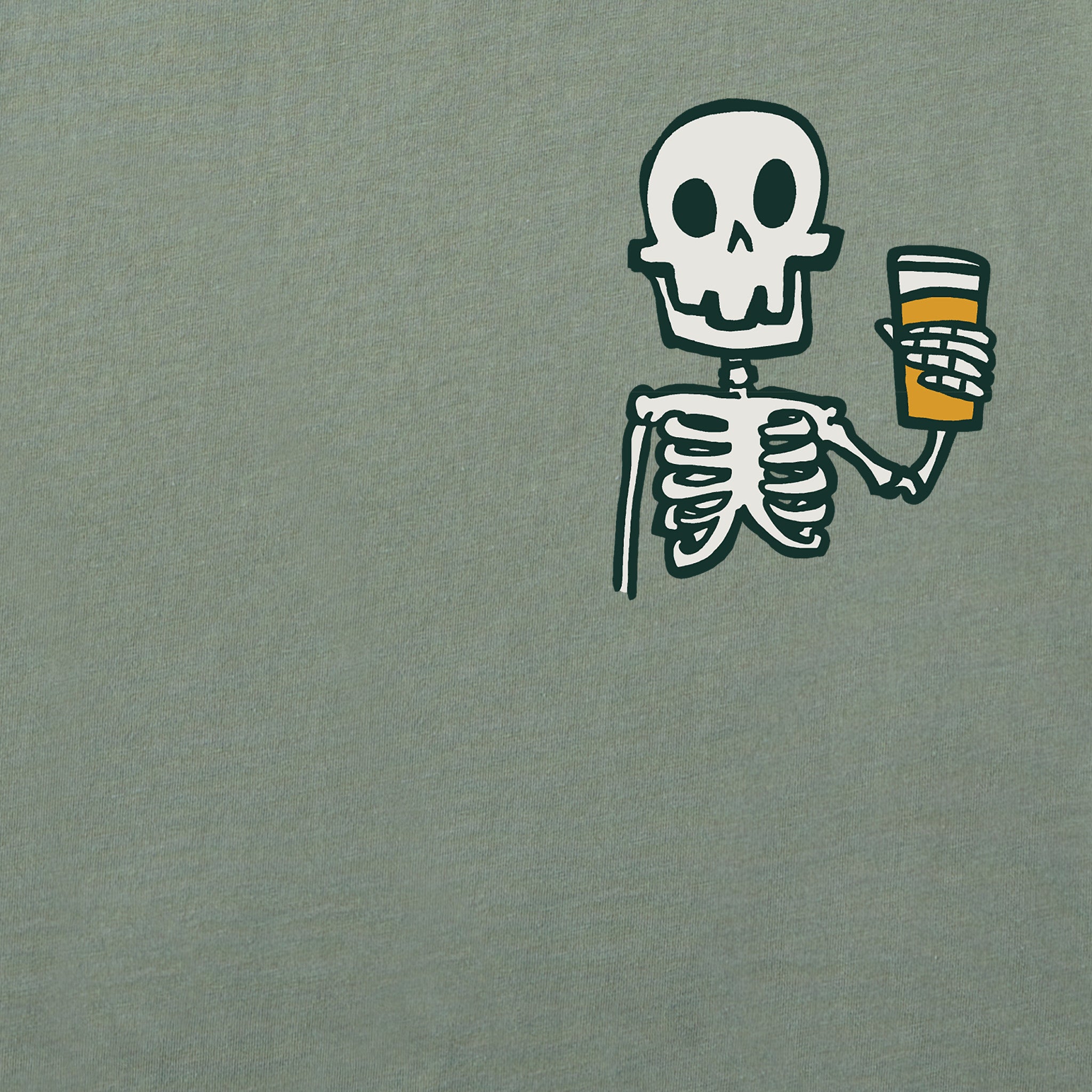 Men's Skeleton w Beer Long Sleeve Crusher Tee