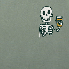 Men's Skeleton w Beer Long Sleeve Crusher Tee