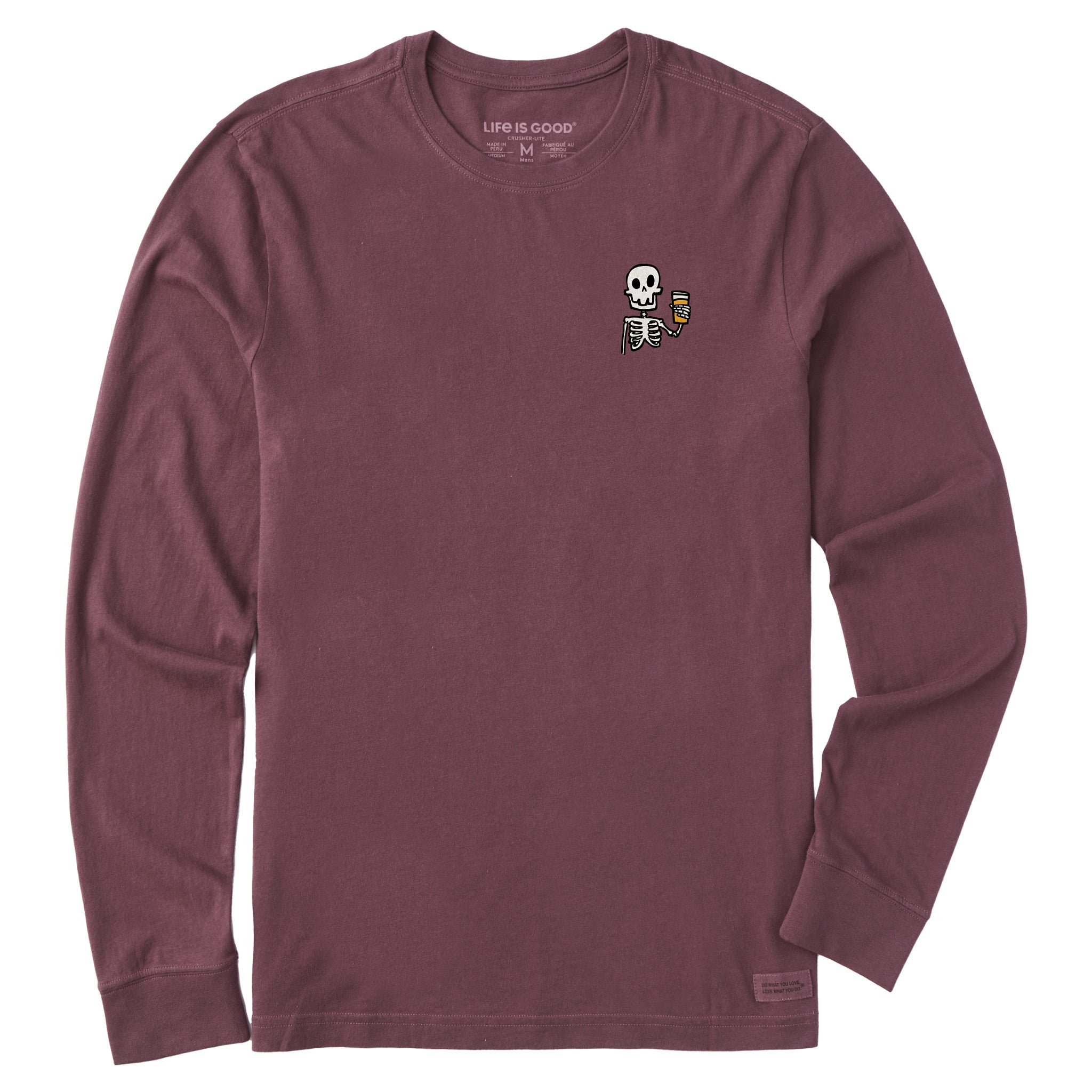 Men's Skeleton w Beer Long Sleeve Crusher Tee