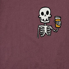 Men's Skeleton w Beer Long Sleeve Crusher Tee