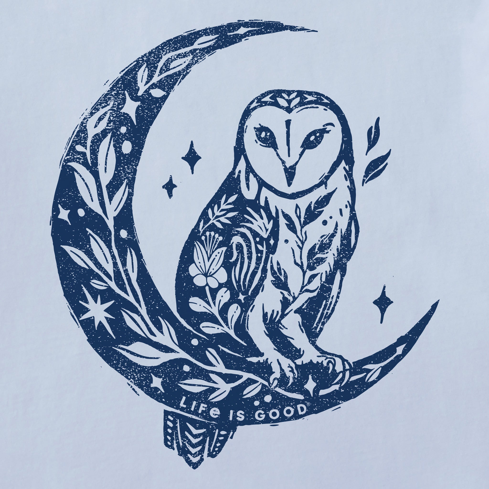 Women's Floral Owl on Moon Long Sleeve Crusher Tee