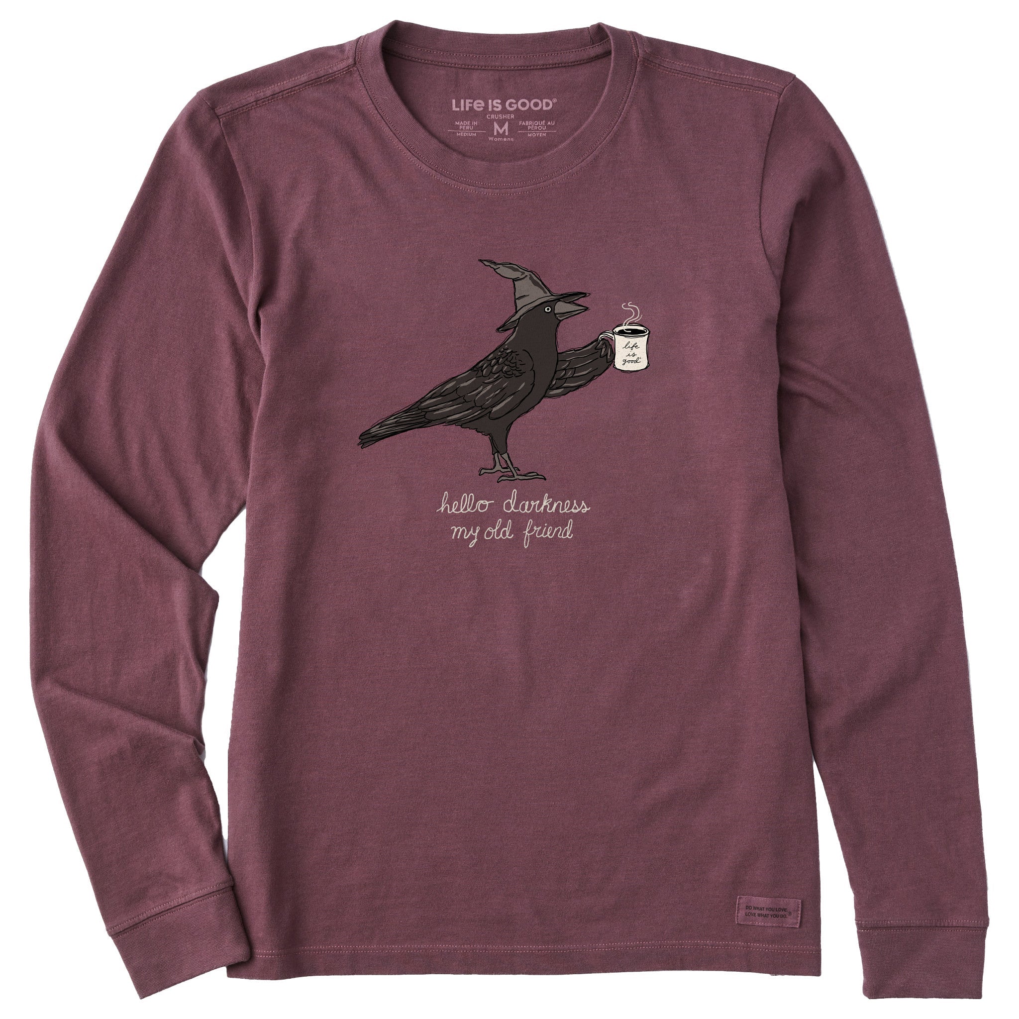 Women's Hello Darkness Raven Long Sleeve Crusher Tee