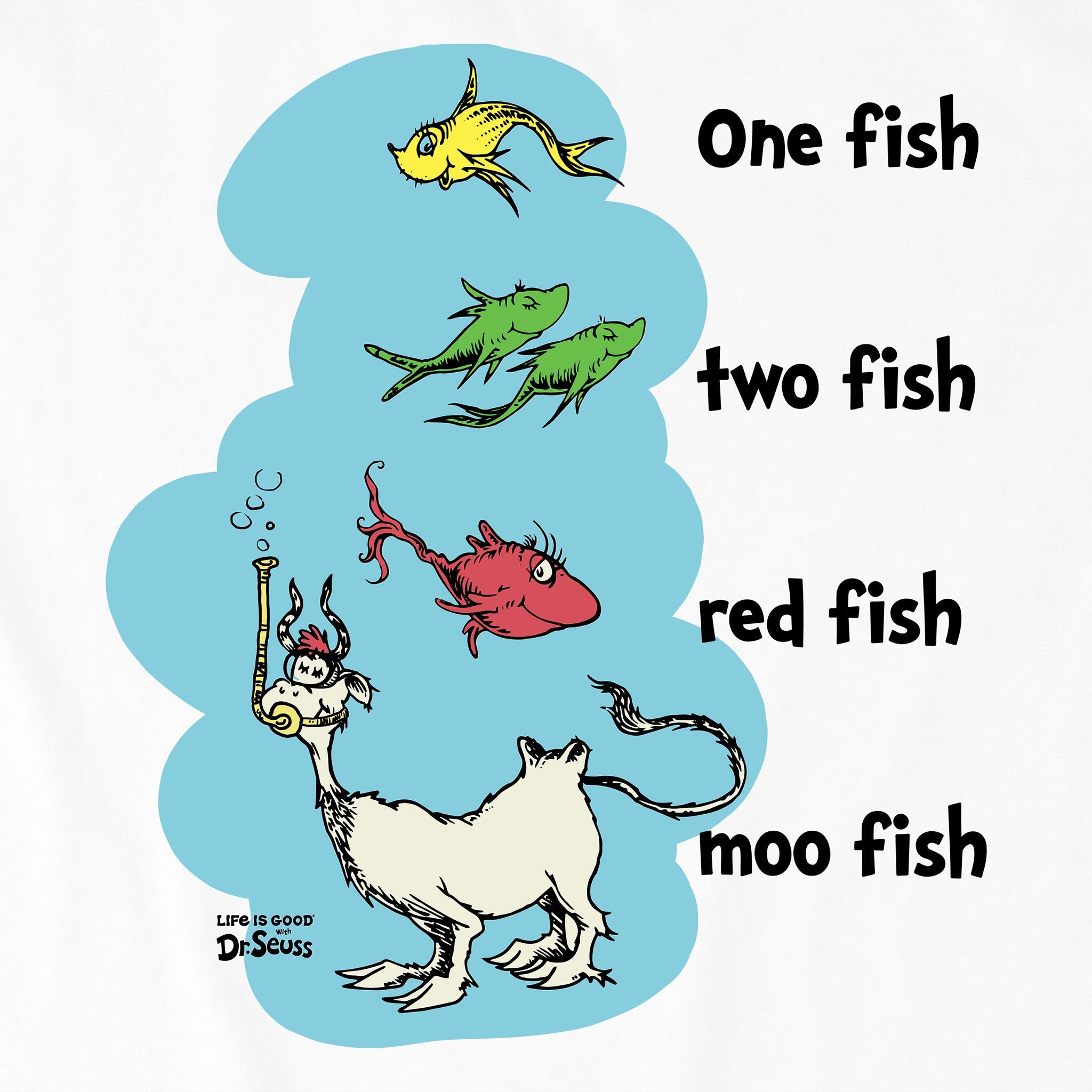 Men's One Fish Two Fish Red Fish Moo Fish Short Sleeve Tee