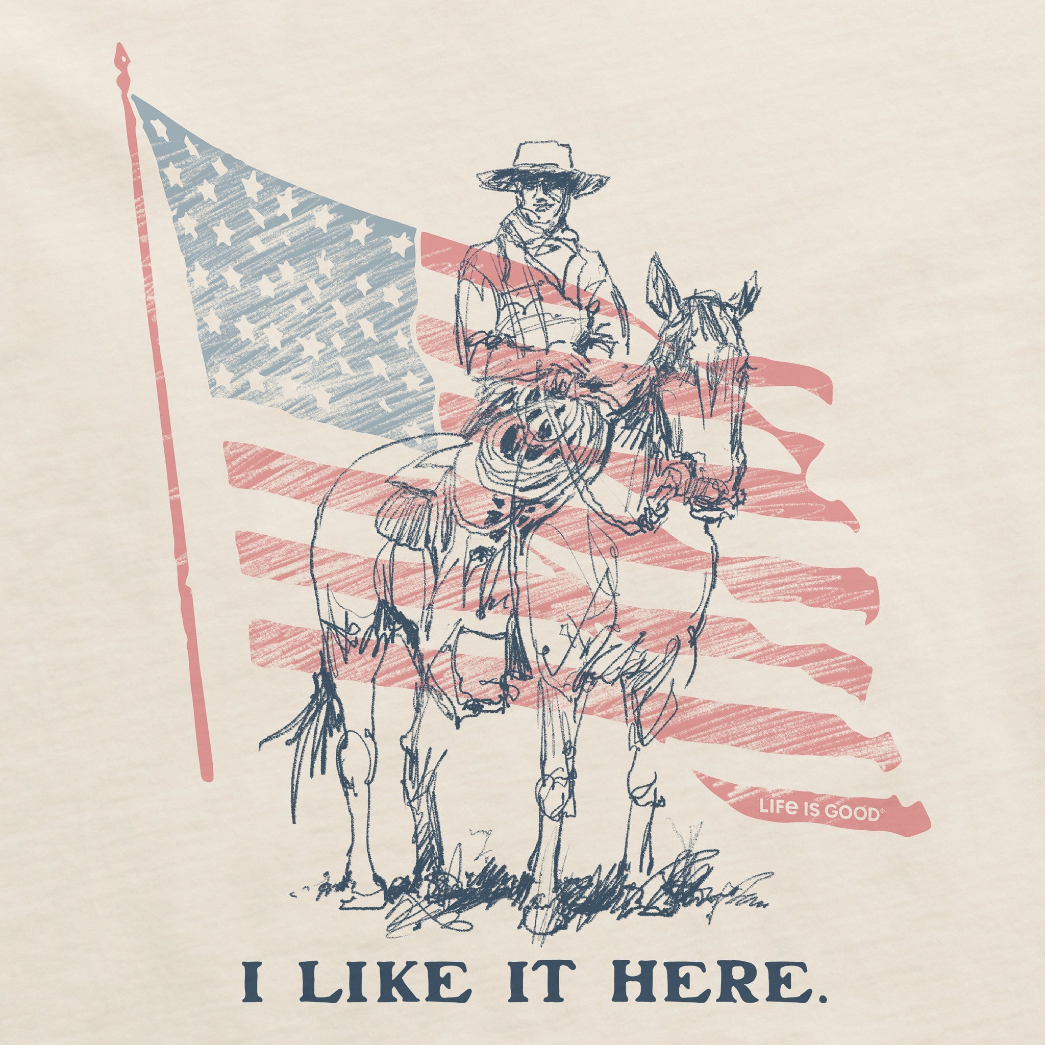 Women's I Like It Here Cowboy Short Sleeve Crusher Tee