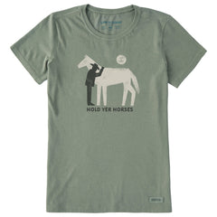 Women's Hold Yer Horses Cowboy Short Sleeve Crusher Tee