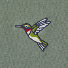 Women's Embroidered Hummingbird Short Sleeve Crusher Boxy Tee