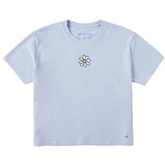 Women's Embroidered Daisy Short Sleeve Crusher Boxy Tee
