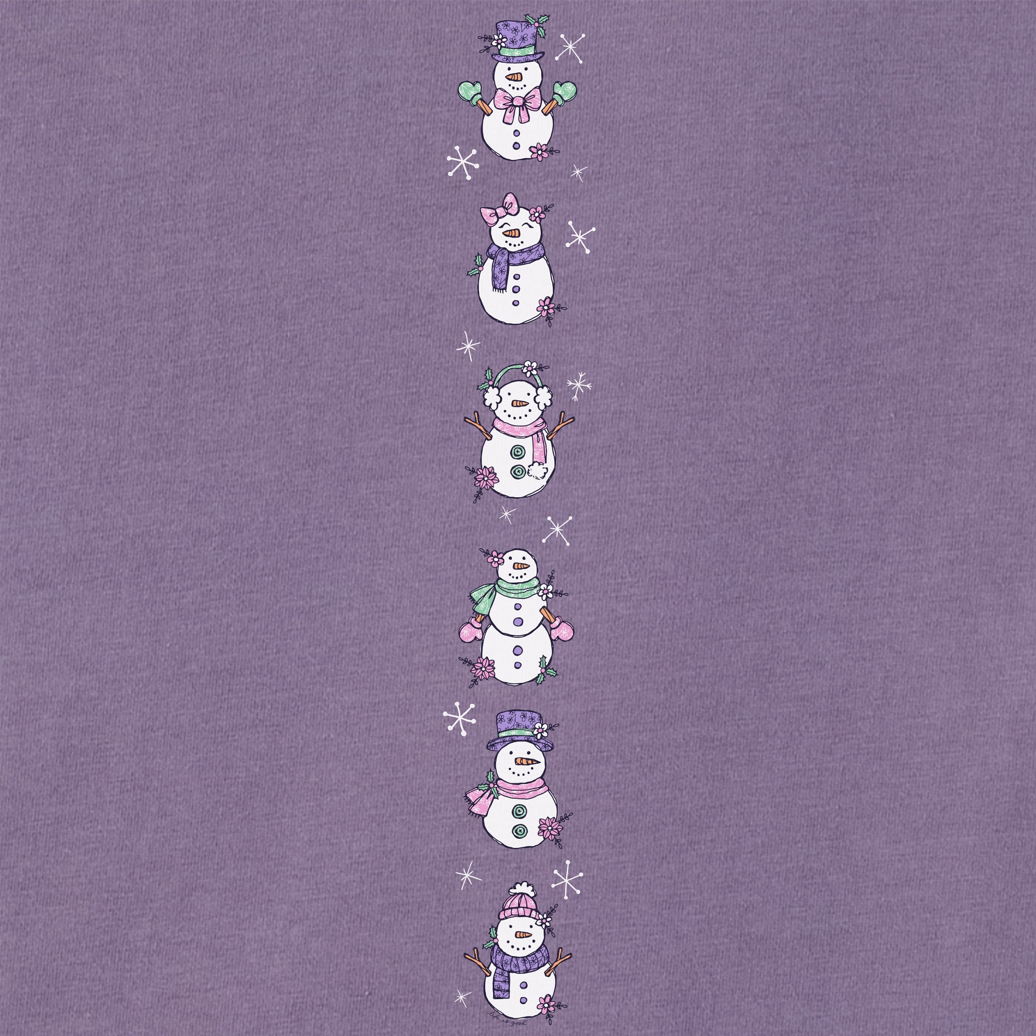 Women's Cute Snowmen Long Sleeve Crusher Tee